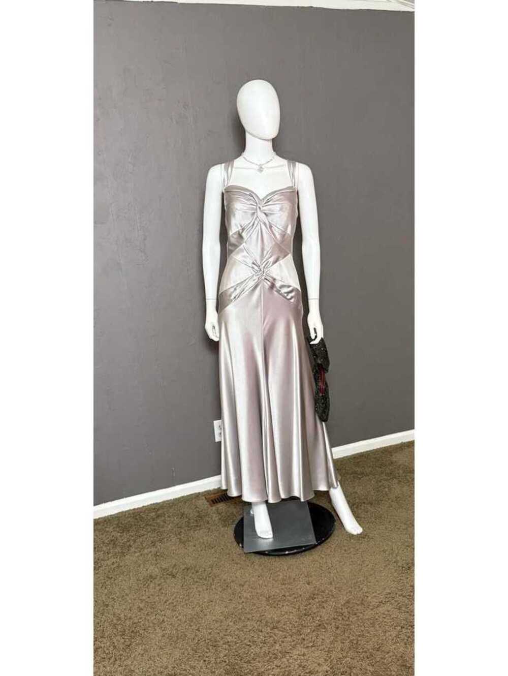 2000's does 1930's Silver Satin Bias Gown from Anne Klein size 14 Old Hollywood